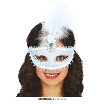 Image 1 of Fiestas Guirca Светлосиньо домино с перо