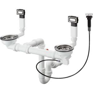 Hansgrohe - Автоматичен комплект за оттичане и преливник за двойна мивка, неръждаема стомана 43932800 (43932800)