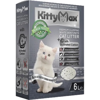 KittyMax Activated Carbon - Котешка тоалетна от бял бентонит с активен въглен