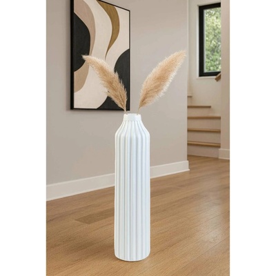 eshop-kvetinace.sk Podlahová váza VERTO, sklolaminát, výška 80 cm, biely mat