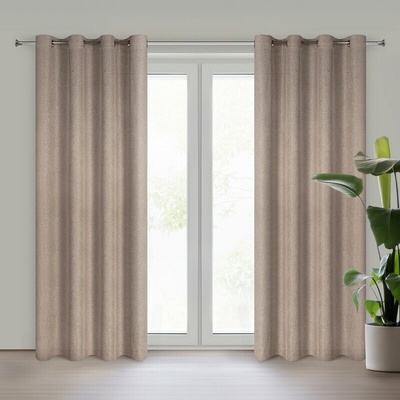 Takoy Hnědý závěs z matné látky s melírovým efektem 140x250 cm očka - ADELINA-HF-477224 | 140 x 250 cm