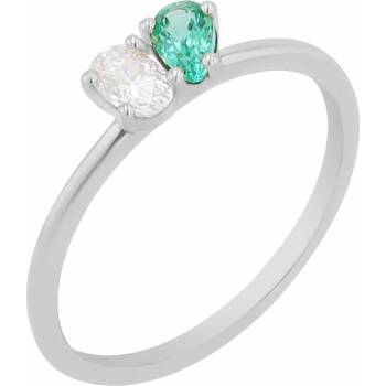 Eppi Zásnubný prsteň Toi et Moi so smaragdom a moissanitom Calvin R44939