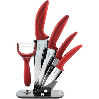 ZILNER Комплект ножове с поставка zilner zl 5123, 6 части, Белачка, Керамично покритие, Червен (1631870006)