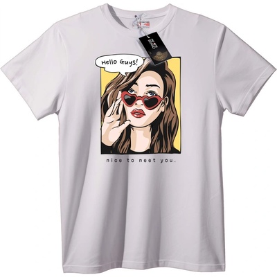 NOONEBRAND Тениска Здравей Момчета Слънчеви Очила - S, White