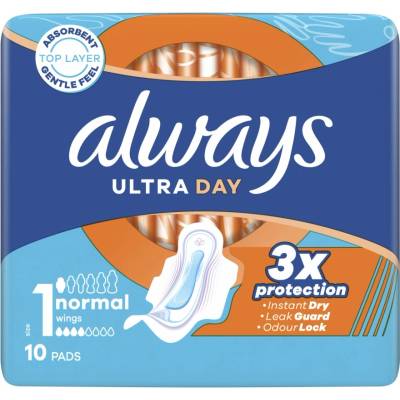 Always Дамски превръзки с крилца Always Ultra - Normal, 10 броя