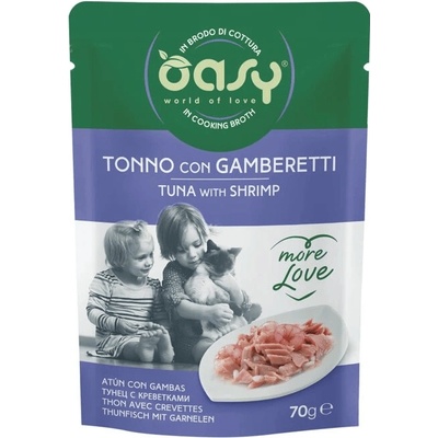 Oasy Cat More Love Adult Tuniak s krevetami vo vývare 70 g