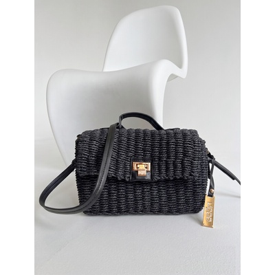 Dámska čierna pletená crossbody kabelka NÓBO