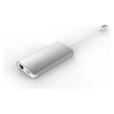 LMP USB-C Network & USB 3.0 Hub - мултифункционален хъб за свързване на допълнителна периферия за компютри с USB-C (сребрист)