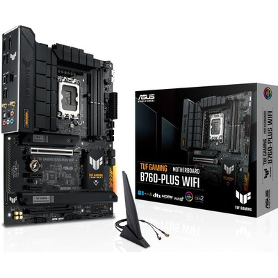 Дънна платка Asus TUF Gaming B760-PLUS WIFI, B760, LGA1700, DDR5, PCI-E 5.0 (DP&HDMI), M. 2, 4x SATA 6Gb/s, 1x USB Type-C, 4x USB 3.2, 1x USB 2.0, ATX (90MB1ER0-M1EAY0)