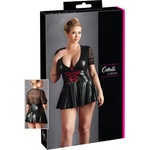 Cottelli Collection Plus Size - лъскава рокля с червен корсет - черна - XXXL