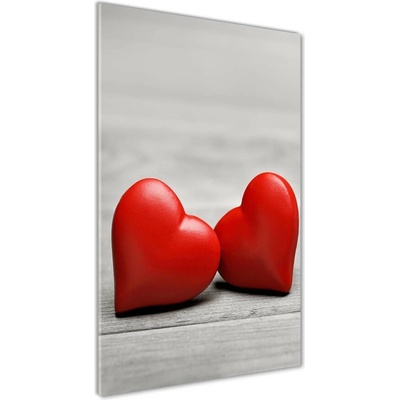 Vertikálny foto obraz sklo tvrdené Srdce na dreve 50x100 cm