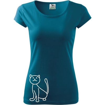 Mačka pozerá Pure dámske tričko Petrolejová