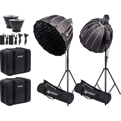 VILTROX Set 2x Weeylite Ninja 300 - COB LED světlo + 2x softbox, 2x stativ, 2x Bowens adaptér