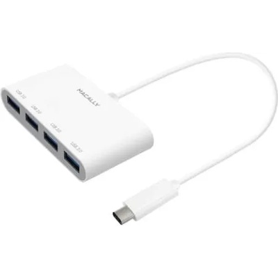 Macally USB-C to USB-A Hub - USB-C хъб с 4xUSB-A изхода за устройства с USB-C порт (бял)
