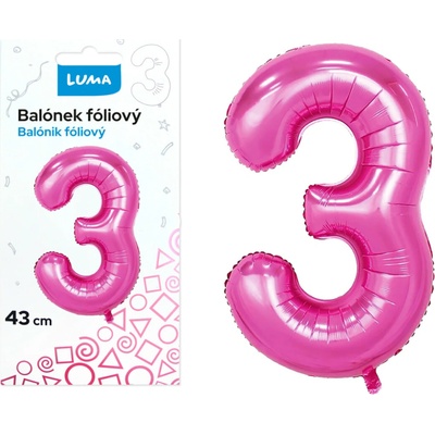 LUMA Balónek foliový č.3 RŮŽOVÝ 43 cm