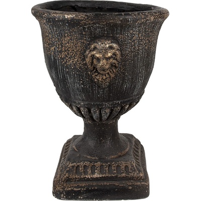 Clayre & Eef Granitový antik květináč s hlavou lva 31x41 cm