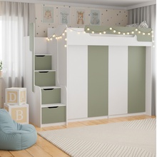 ArtBed Dorian III so skriňou biela/eukalyptus
