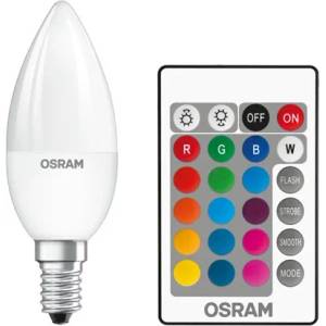 OSRAM Osram Star+ RGBW/matt dome/4, 5W/250lm/2700K/E14 дистанционно управление LED източник на светлина за свещи ST CLAS B 25 RGBW 4, 5 W/2700K E14 FR (ST CLAS B 25 RGBW 4.5 W/2700K E14 FR)