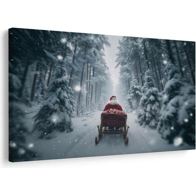 Obraz Santova vánoční cesta lesem - 60x40