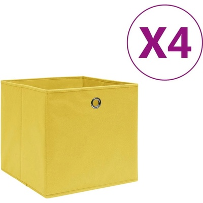 vidaXL Úložné boxy 4 ks netkaná textilie 28 x 28 x 28 cm žluté