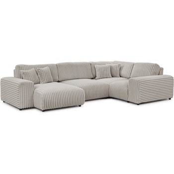 ROPEZ Светлосив ъглов диван от рипсено кадифе (десен ъгъл U форма) Justin - Ropez (Justin A+OT+Z93+E+Z63+A Vito 07 Standard)