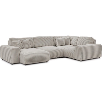 ROPEZ Светлосив ъглов диван от рипсено кадифе (десен ъгъл U форма) Justin - Ropez (Justin A+OT+Z93+E+Z63+A Vito 07 Standard)