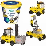 Clics Toys CLICS Educational Building Blocks 5in1, 123 Elements Construction Machinery