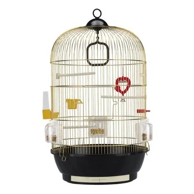 Ferplast - Cage Diva Black - Оборудвана клетка за канарчета, екзотични и други малки птици - размер Ø 40 x H 65 см