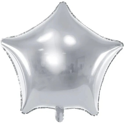 PartyDeco Fóliový balón Hviezda strieborná 48 cm