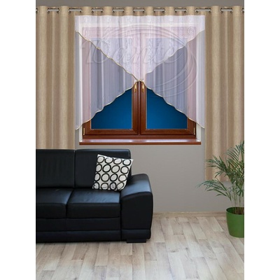 Závěsový komplet GRAND béžový - kříž 150x300cm + 2 závěsy 245x145cm
