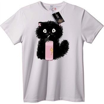 NOONEBRAND Тениска Черна котка с розова енергия - 5XL, Black