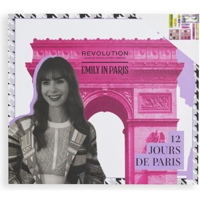 Emily In Paris 12 Jours De Paris Advent Calendar подаръчен комплект: сенки за очи 3 бр + спирала 1 бр + гъба за грим 1 бр + фиксиращ спрей 1 бр + червило 2 бр + основа за грим 1 бр + изкуствени мигли 1 чифт + молив за устни 2 бр