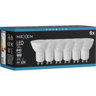 Mexen Nova 6x LED Крушка GU10, 8W, Студена - 6500K, 840 lm - L108-GU10-0865-01x06 (L108-GU10-0865-01x06)