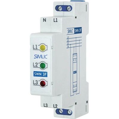 SIMLIC Modulárny sledovač napätia SWN 3F na DIN lištu 3x230V 1-modul IP20 pripojenie 3x2,5mm2