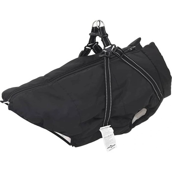 vidaXL Кучешко палто с колан Черно 4XL Флийс и полиестер (3422535)