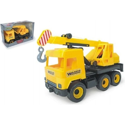 Wader Auto middle Truck jeřáb plast 40 cm žlutý v krabici
