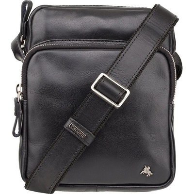 Značková pánska kožená taška cez rameno KT165 čierna