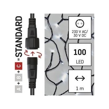 Emos 100 LED Standard záclona ​​1x2 m vonkajšia studená biela časovač D1EC01