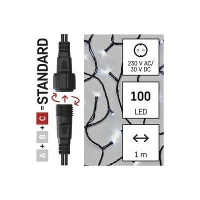 Emos 100 LED Standard záclona ​​1x2 m vonkajšia studená biela časovač D1EC01