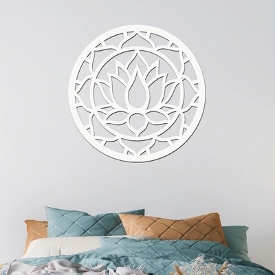 dřevo života Dřevěný obraz LOTUS MANDALA Zvolte barvu dekoru: Bílá, Rozměry (cm): 60x60