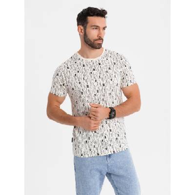 Ombre Clothing Памучна тениска с печат и кръгло деколте - кремава Ombre Clothing | Byal | МЪЖЕ | S