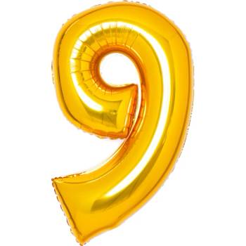Image 1 of Amscan Балон от фолио цифра 9, златиста, 66 см