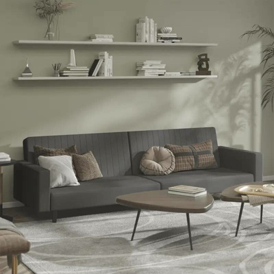 vidaXL 2místná rozkládací pohovka tmavě šedá samet 11461.375938