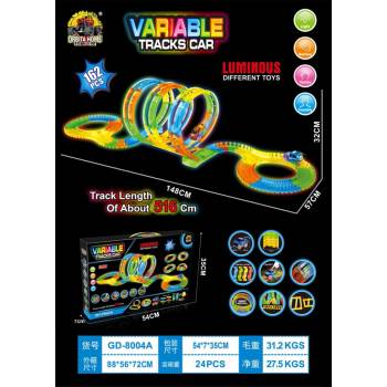 RKToys Svítící autodráha VARIABLE Speed Track 162 dílů se smyčkami