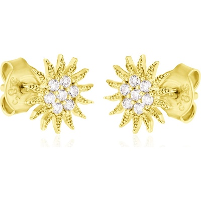 Gemmax Zlaté náušnice Sluníčka se zirkony na puzetu GLEYB-39771