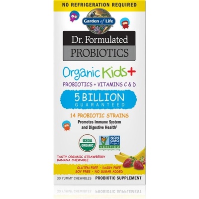 Garden of Life Dr. Formulated Organic Kids + Probiotics + Vitamin C & D berry cherry 30 žvýkacích tobolek