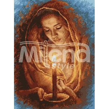 Image 1 of Milena Style Девойка със свещ - гоблен с щампа с конци Ariadna