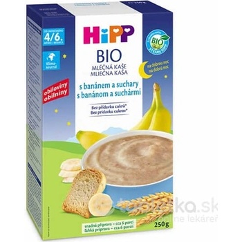 HiPP Bio mliečna na dobrú noc s banánom a suchármi 250 g