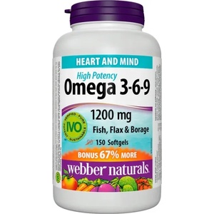 Webber Naturals Omega 3-6-9, 1200 mg, 150 софтгел капсули, Webber Naturals (3876 WN)