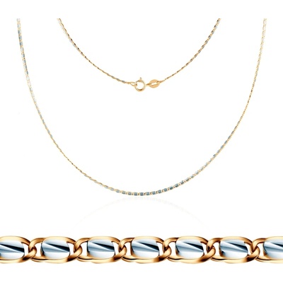 SAVICKI Синджирче Savicki 1, 4 мм: двуцветно злато, 585, плочка